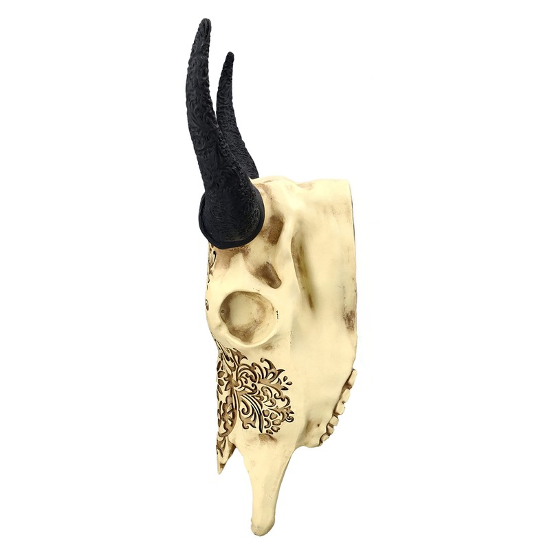 Pacific Giftware Wall Relief Cattle Skull with Decorations 33 cm