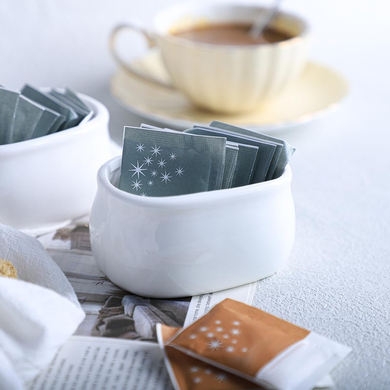 Sizikato Pure White Porcelain Sugar Packet Holder Tea Bag Bowl,