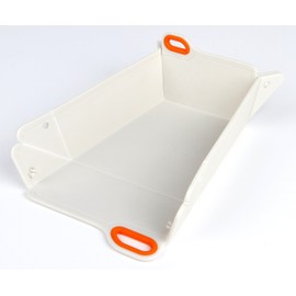 Chop2bowl Dog and Cat Travel Collapsible Water and Food Bowl Snap on Chopping Board (White with dots)
