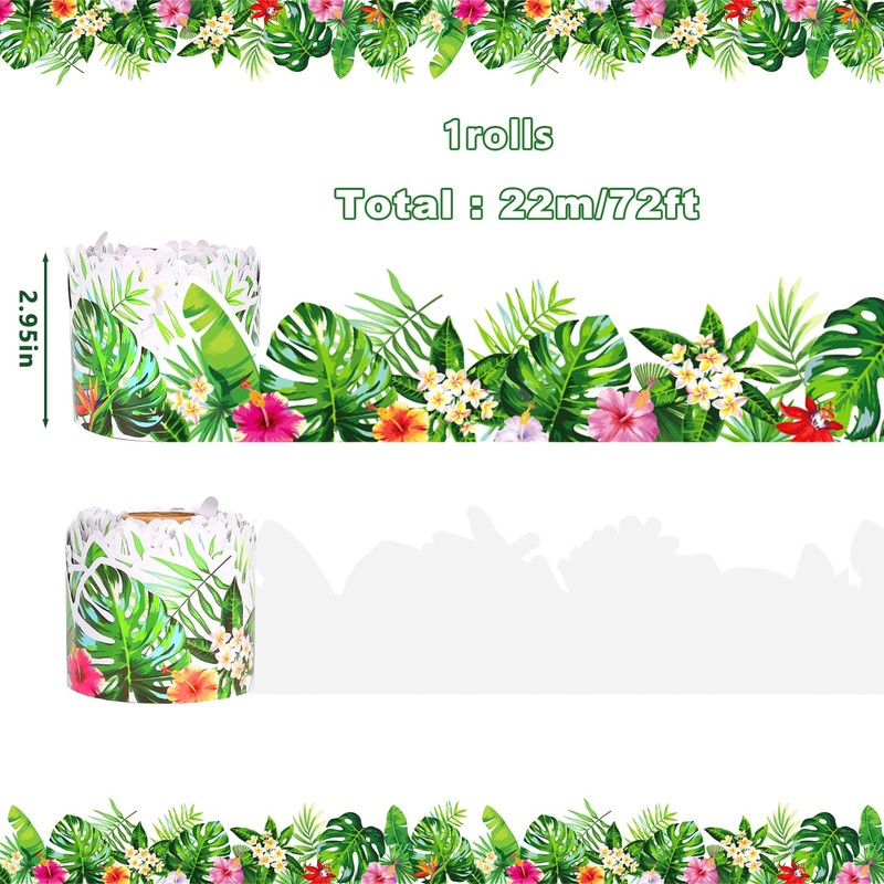 72 Ft Tropical Bulletin Board Borders,Boho Die-Cut Greenery Border Trim,Wall