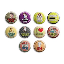 Creanoso Nurses Rocks Pinback Button Pins (10-Pack) - Fun Classroom Reward Incentives for Students and Children - Stocking Stuffers Party Favors & Giveaways for Boys, Girls, Kids, Teens