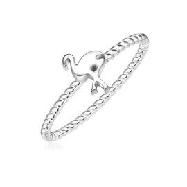 Glanzstücke München Women's Ring Flamingo Sterling Silver - Women's Ring with Motif Thin Plug-In Ring Friendship Rings, 60, Silver