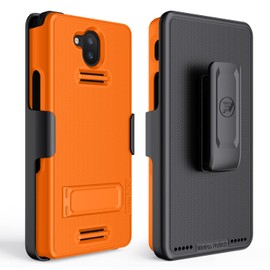 Wireless ProTech Case Compatible with Sonim XP10 (XP9900), Shell Case and Belt Clip Holster Combo with Kickstand and Screen Protector (Orange)