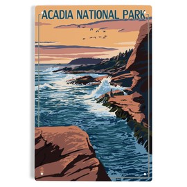 Lantern Press 6x9 Inch Metal Sign, Acadia National Park, Maine, Mount Desert Island