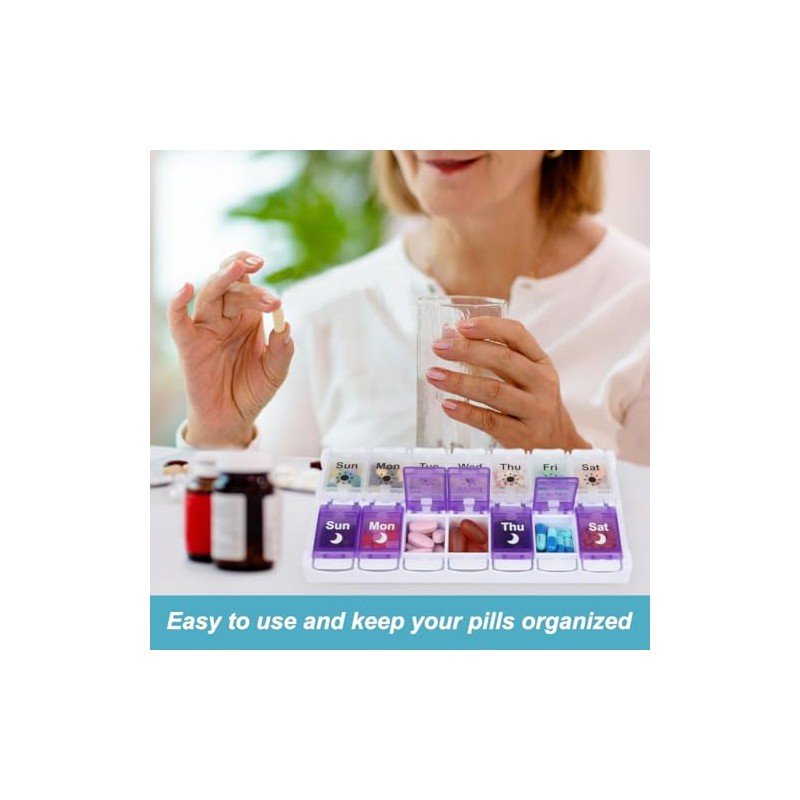 Shintop Am Pm Pill Organizer 7 Day, Push Button Weekly