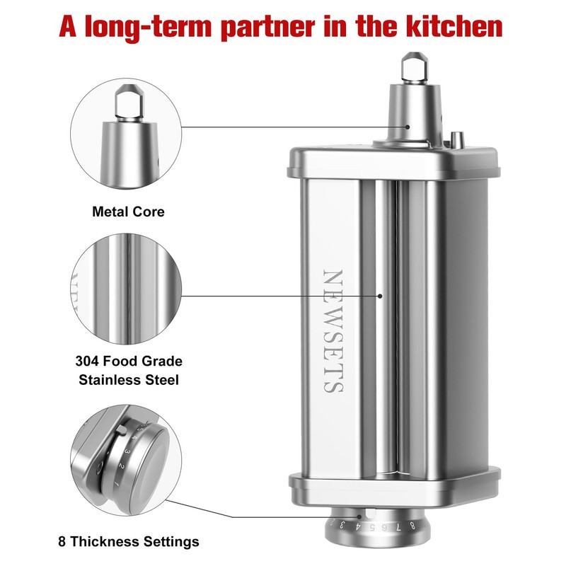 Pasta Roller Attachment for KitchenAid Stand Mixer, Stainless Steel Pasta