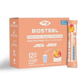 BioSteel Hydration Mix, Great Tasting Hydration with Zero Sugar, and No Artificial Flavours or Preservatives, Peach Mango Flavour, 12 Single Serving Packets