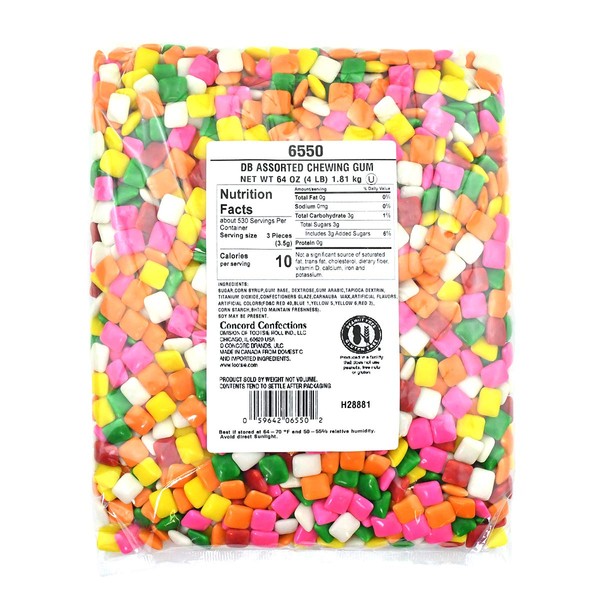 Dubble Bubble Assorted Colors Chicle Tab Chewing Gum, 4 lb. Bag, Gumball Machine Refills, Bulk Packaging, 4 Pounds