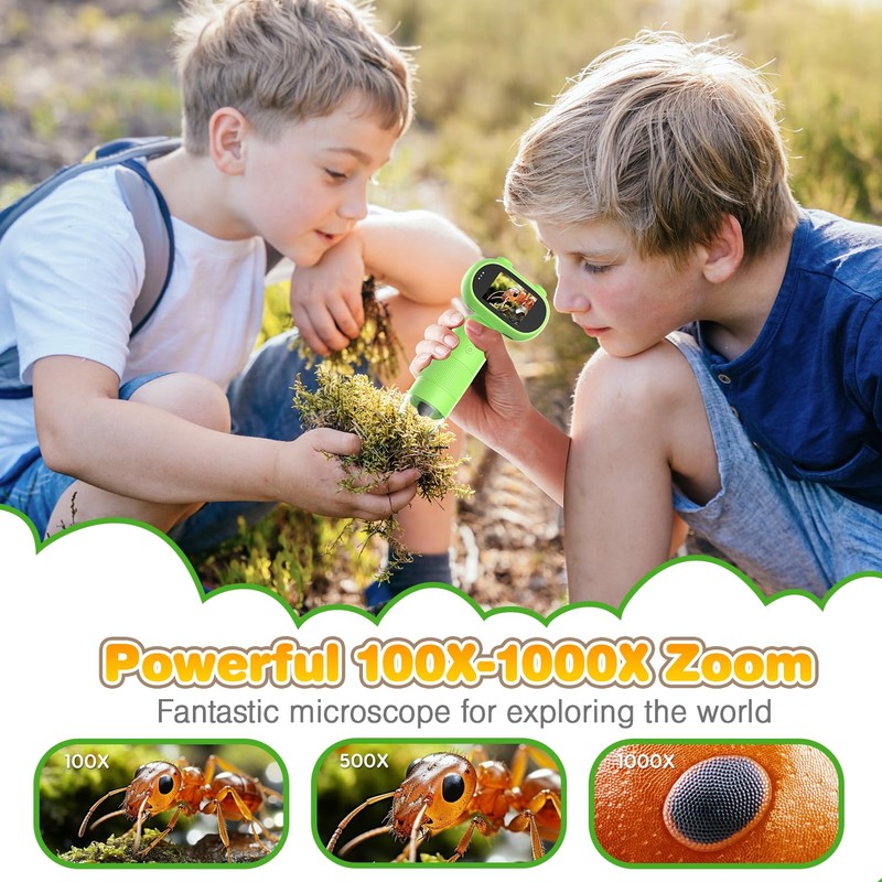 Digital Microscope for Kids,2.0" IPS Screen Handheld Microscope for Kids,Support