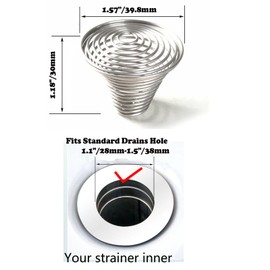 Hair Catcher，Drain Mesh Basket, Bathroom Sink Drain Strainers, for Laundry, Mop Pool, Utility, Slop, RV Sink, Stainless Steel Drain Filter。Fit Hole Size from 1.1" to 1.5"(2Pack)