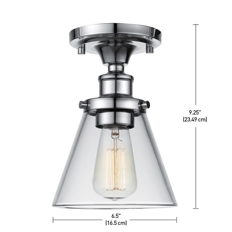 Globe Electric 65726 Mercer Light Flush Mount, Chrome with Glass