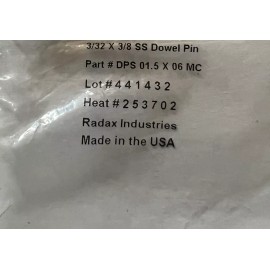Radax Dowel Pin 3/32 x 3/8 SS316  25pcs  (DPS 01.5 X 06 MC)