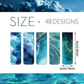 Nezyo 48 Pcs Magnetic Bookmarks Magnet Page Markers Foldable Magnet Bookmark Clips for Book Lovers Kids Students Reading Stationery Supplies Office School Presents(Ocean,2.36 x 0.79 x 0.08 Inch)