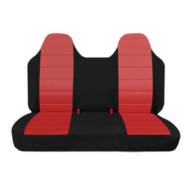 runfider Thickened Oxford Cloth Front Solid Bench Seat Covers with Molded Headrests fit for Ford F150 F250 F350 1992 1993 1994 1995 1996 1997 1998-Red