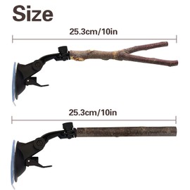 2 PCS Parrot Perch Stand, Natural Wood Bird Perch with Suction Cup Parrots Cage Perch Toys Parrot Shower and Window Perch Stand Parrot Wall Bath Standing Rack for Bird, Cockatoo, Macaw, Parakeet