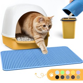 Cat Litter Mat - 23.2'' x 14.6'' Small Litter Trapping Mat, Easy to Clean Litter Box Mat, Waterproof, Urine-Proof, Non-Slip Kitty Litter Mats for Floor, Blue