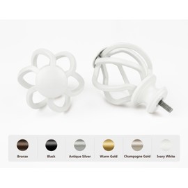 KAMANINA White Curtain Rod 32 to 58 inch (2.6-4.8ft), 1 inch Adjustable Single Curtain Rods for Windows 28 to 48 inch, Decorative Drapery Rod with Twisted Cage End