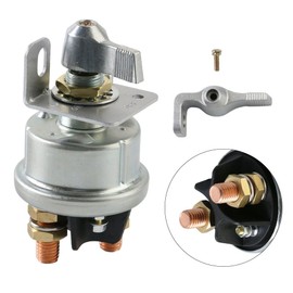 Tesmirror Master Battery Disconnect Switch - Silver 2000 Amp Master Disconnect Switch 75908 Fits 1/4-Inch (6.4mm) Thick Panels, 6-36V DC Systems