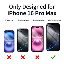 Juvraixo for iPhone 16 Pro Max Privacy Screen Protector 6.9 inch Gradient Colorful 16 ProMax Tempered Glass 28 Anti-Spy Private Anti Blue Light Full Coverage Anti-Scratch HD Easy Install Frame 2 Pack