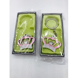 12PC Pink Baby Shower Favors Crown Princess Table Decoration Girl Keychains