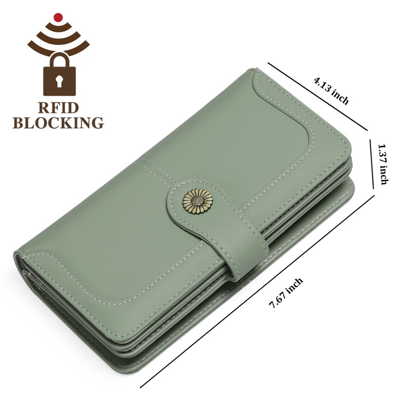 SENDEFN Genuine Leather Purses for Women, RFID Large Ladies Purse,