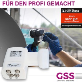 GSS Quattro LNB White Suitable for Multiswitch with LTE Filter - Sat, Satellite, Full HD, HDTV, UHD 4K, 0.1 dB, LMB, Weather Protection, Extremely Cold and Heat Resistant