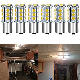 UNXMRFF 1156 LED Bulb Warm White Super Bright 1003 1073 7506 1141 BA15S LED Bulb 5050 18SMD Replacement for 12V RV Interior Ceiling Dome Light/Travel Trailer/Boat Indoor/Camper Light Bulbs (Pack of 6)