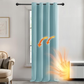 Deconovo Home Decorative Thermal Insulated Blackout Curtain Ring Top Curtain for Bedroom 52"x 72" Sky Blue 1 PANEL