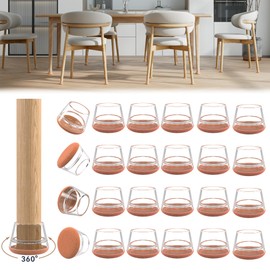24PCS Upgraded Silicone Chair Leg Floor Protectors for Hardwood Floors, Furniture Sliders for Chair Legs, 360°Felt Pad Bottom Wrapped Thickening Furniture Pads Cap Covers to Scratch and Reduce Noise