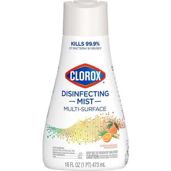 Clorox Disinfecting Mist Refill, Multi-Surface Disinfectant, Lemongrass Mandarin, 16 Fluid Ounces