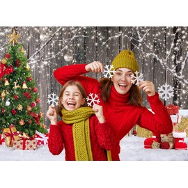 AIIKES 7x5FT Christmas Photography Backdrop Christmas Tree Snowflake Gift Wood Backdrop Christmas Holiday Party Family Gathering Decoration Backdrop Studio Props 12-577
