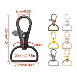 Swivel Clasp Hooks 30Pcs Key Chain Clip Hooks, D Ring Clip Lanyard Hardware for Keychain Making, Lanyard Making, Purse Hardware, DIY Craft