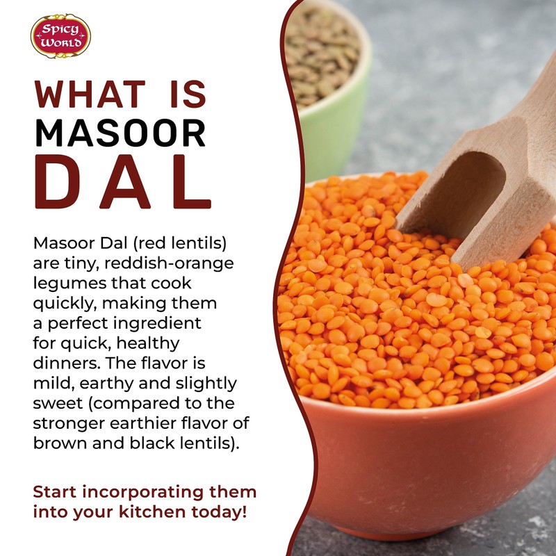 Spicy World Masoor Dal 8 Pound Bag (128oz) - Red
