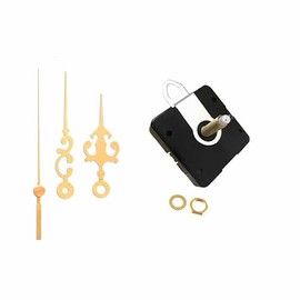 Dhorcas (#10) Quartz Clock Movement Kit for Replacement, 1/4", 1/2", 3/4", and 1" Threaded Motor and Gold 2.5" Hands (3/4" thread motor with hanger)