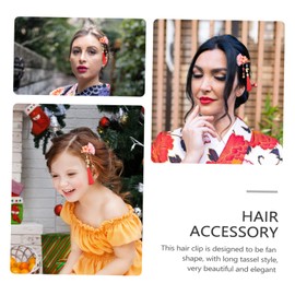 NOLITOY 2pcs Hairpin Beaded Trim Sakurafan Barrette Clip Hair Decorations Hairplop Wedding Hair Clips Bride Hair Clip Chinese Decor Accessories Red Hair Strands Zinc Alloy Child