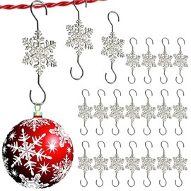 Christmas Ornament Hooks 20Pcs Sliver Snowflake Decorations for Hanging Christmas Trees, S-Shaped Hangers Hook Swirl Christmas Tree Hanger Metal Hooks for Christmas Tree for Small Ornament