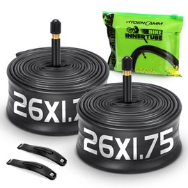 Hydencamm 2 Pack 26x1.75/2.125 Bike Tire Tube, 26x1.75 26x1.95 26x2.10 26x2.125 with 48mm Schrader Valve, Butyl Bike Tube 26 x 1.95 with 2PCS Levers, for MTB and Cruisers, City Bikes, Road Bikes