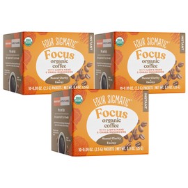 Four Sigmatic Mushroom Mix Coffee Lion's Mane | Focus | Pack of 3 (30 Packets Total)