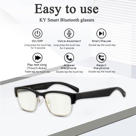 Smart Glasses, Bluetooth Audio Glasses for Men Women,Wireless Headphone Glasses with Speaker, Voice Control,HD Voice Calling,Anti-Blue Light Lenses,Magnetic Charging,Unisex
