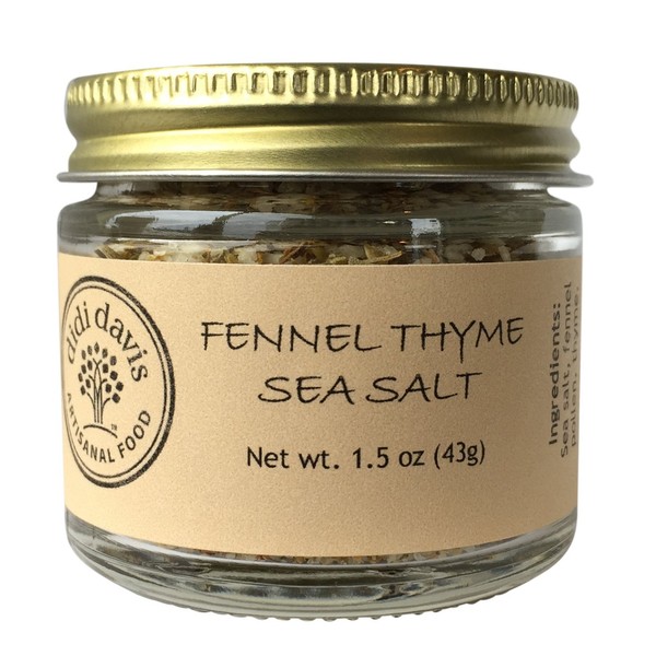 didi davis food Fennel Thyme Flavor, Gourmet Infused Sea Salt - 1.5 oz Net Wt.