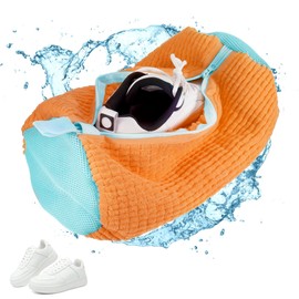 EUIOOVM Schuhwaschbeutel Waschmaschine Reißverschluss Wäschesack für Schuhe, Anti-Verformung, Leicht und Tragbar, Wiederverwendbares Wäschenetz, Laundry Shoe Bag für Sneaker (Orange 1 Stück)