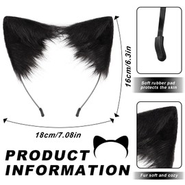 RainFlowwer Fluffy Furry Costume Set- Fox Cat Wolf Ears and Tail,Leather Neck Choker for Role-Play - Fun for Adults (Black)