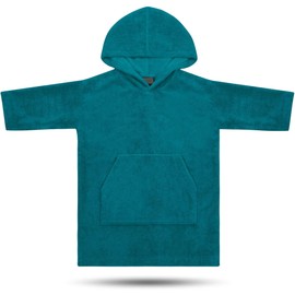 normani Children's Long Sleeve Bath Poncho - Terry Cloth Hooded Towel for Boys and Girls Colour Blue Size 10-13 Years, blue