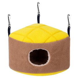 Parrot Nest Plush Warm Small Pet Winter Bed with Metal Hanging Hooks for Cockatiels, Lovebirds Parrots, Cuddly Tents and Huts