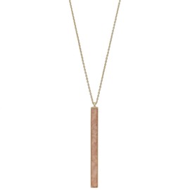 Rosemarie Collections Women's Natural Mother Of Pearl Geometric Bar Pendant Extra Long Necklace, 32" (Pink)