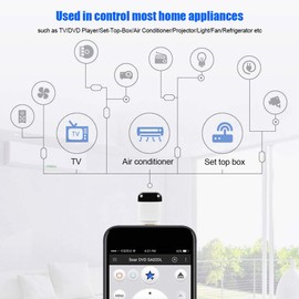 Smart IR Remote Control for Android Smartphones, Remote Control Receiver for Android Type C for Control TVs, Air Conditioners, Digital Set Top Boxes TV Coxes DVDs CDs Fans