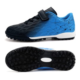 brooman Boys Girls Soccer Shoes Kids Athletic Turf Cleats (13 JA,Black Blue)