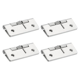 sourcing map 4Pcs Spring Hinge, 2" Length 304 Stainless Steel Spring Loaded Hinges, Self-Closing Cabinet Hinges for Left and Right Hand Doors Cabinet Closet DIY Hardware, Silver (Exterior)