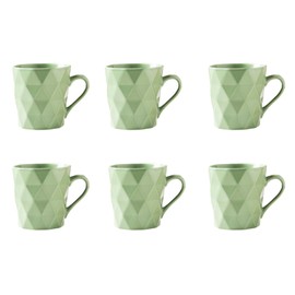 MIWARE 11 Ounce Porcelain Mugs, Set of 6, Tea and Cocoa Mug Set, Matcha Green, Matte
