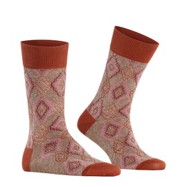 FALKE Mens Ikat Spell Socks Breathable Cotton Linen Patterned 1 Pair, Braun Clay 5029